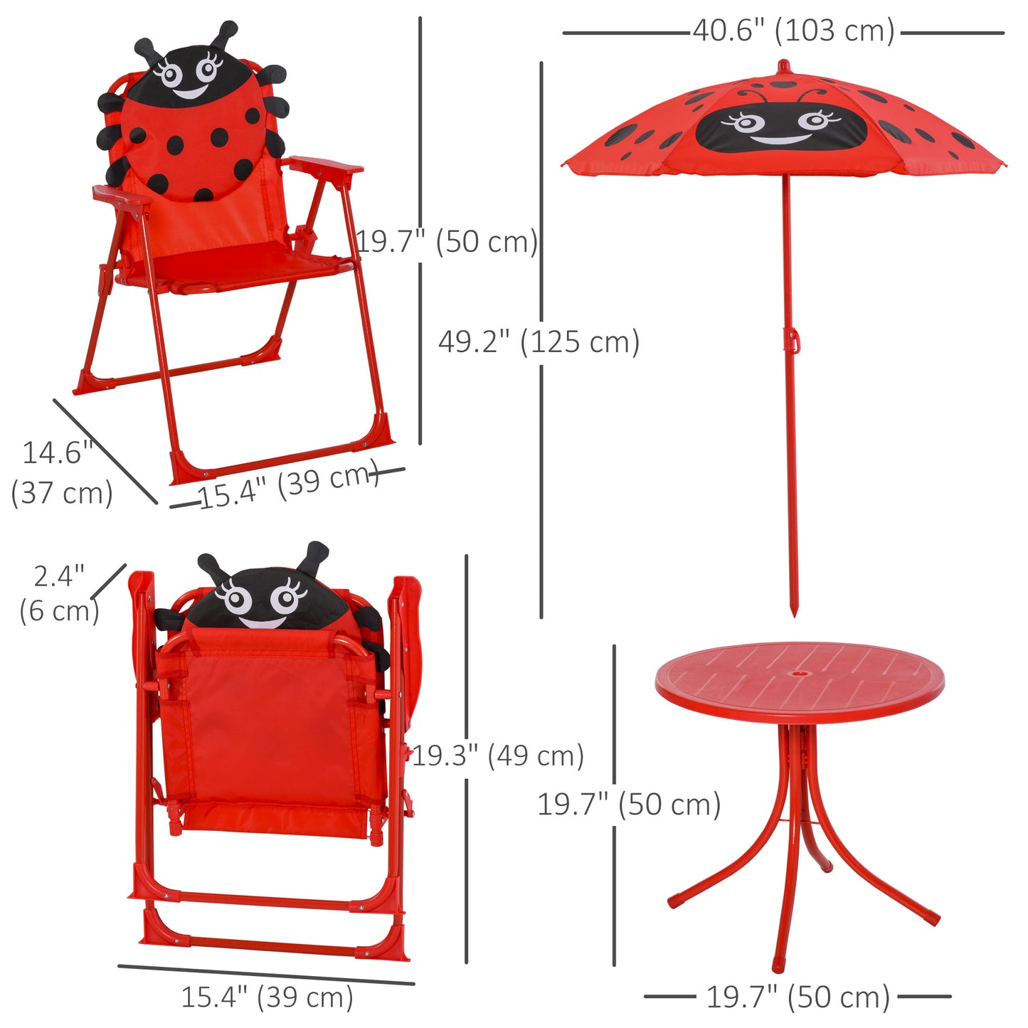 Children Table and Chair Set Outdoor, Kids Folding Picnic Table and Chair Set with Removable & Height Adjustable Sun Umb