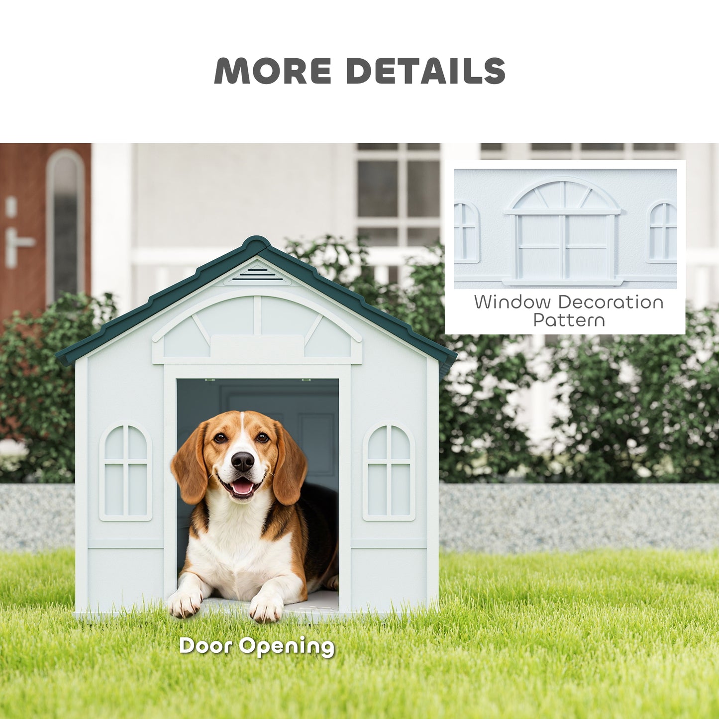 26" Plastic Dog House Outdoor with Air Vents, for Small Medium Dogs, Blue