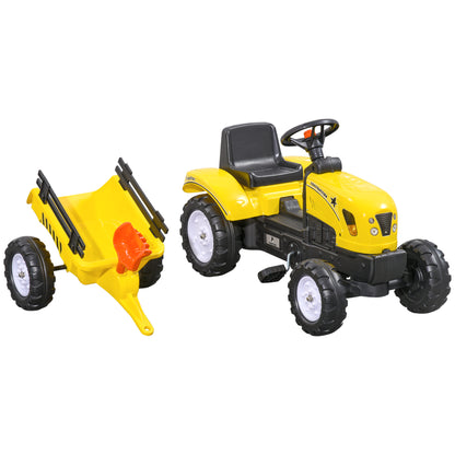 VarietyKart Ride on Excavator with Back Trailer, Shovel & Rake for 3+ Year Old