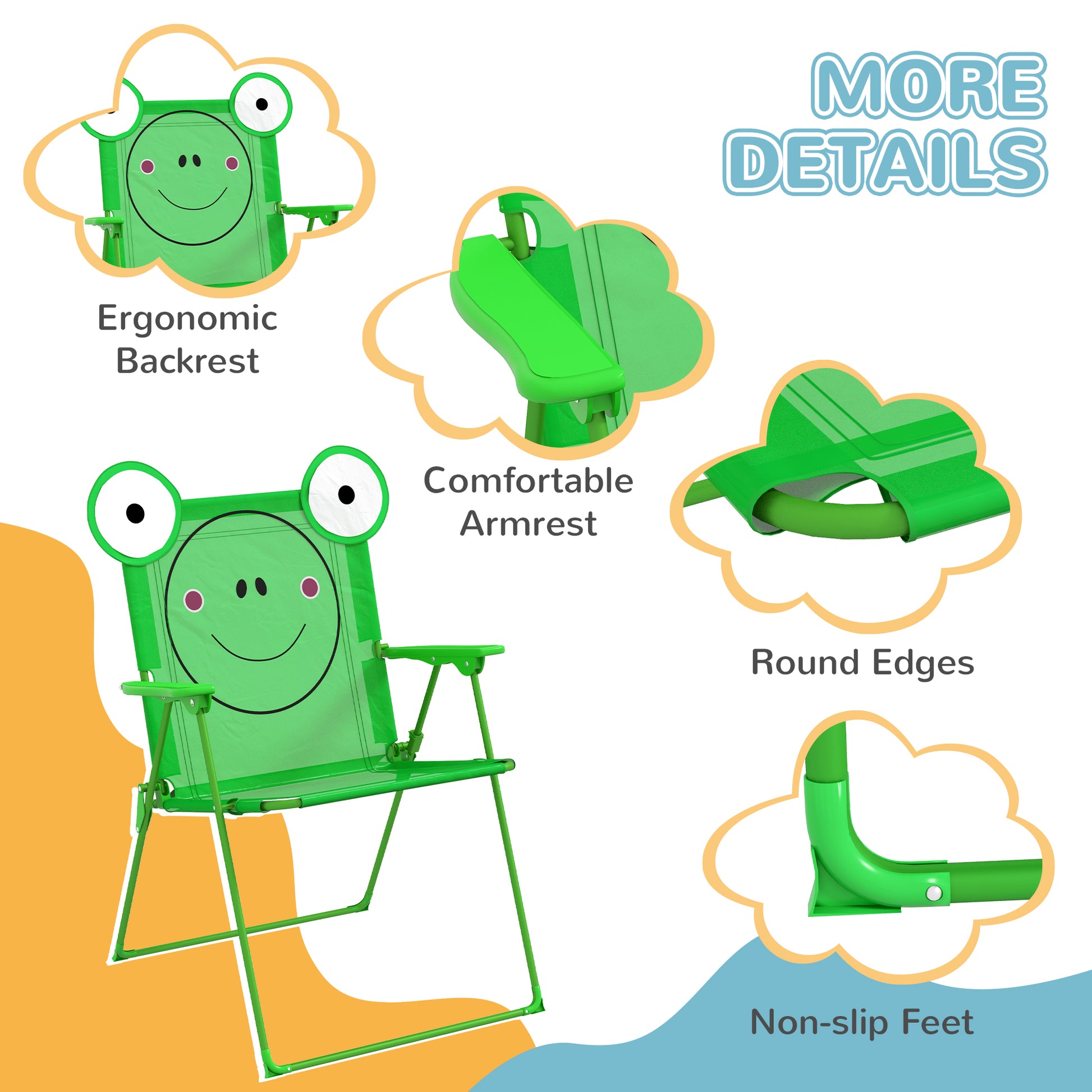 Kids Folding Picnic Table and Chair Set Pattern Outdoor Garden Patio Backyard with Removable & Height Adjustable Sun Umb