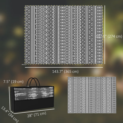 Outdoor Rug Carpet with USB Lights Reversible Patio Rug with Carry Bag for Camping 12' x 9'