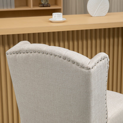 Counter Height Bar Stools Set of 2, Upholstered Bar Chairs with Nailhead Backrest and Footrest, Modern Barstools for Kit