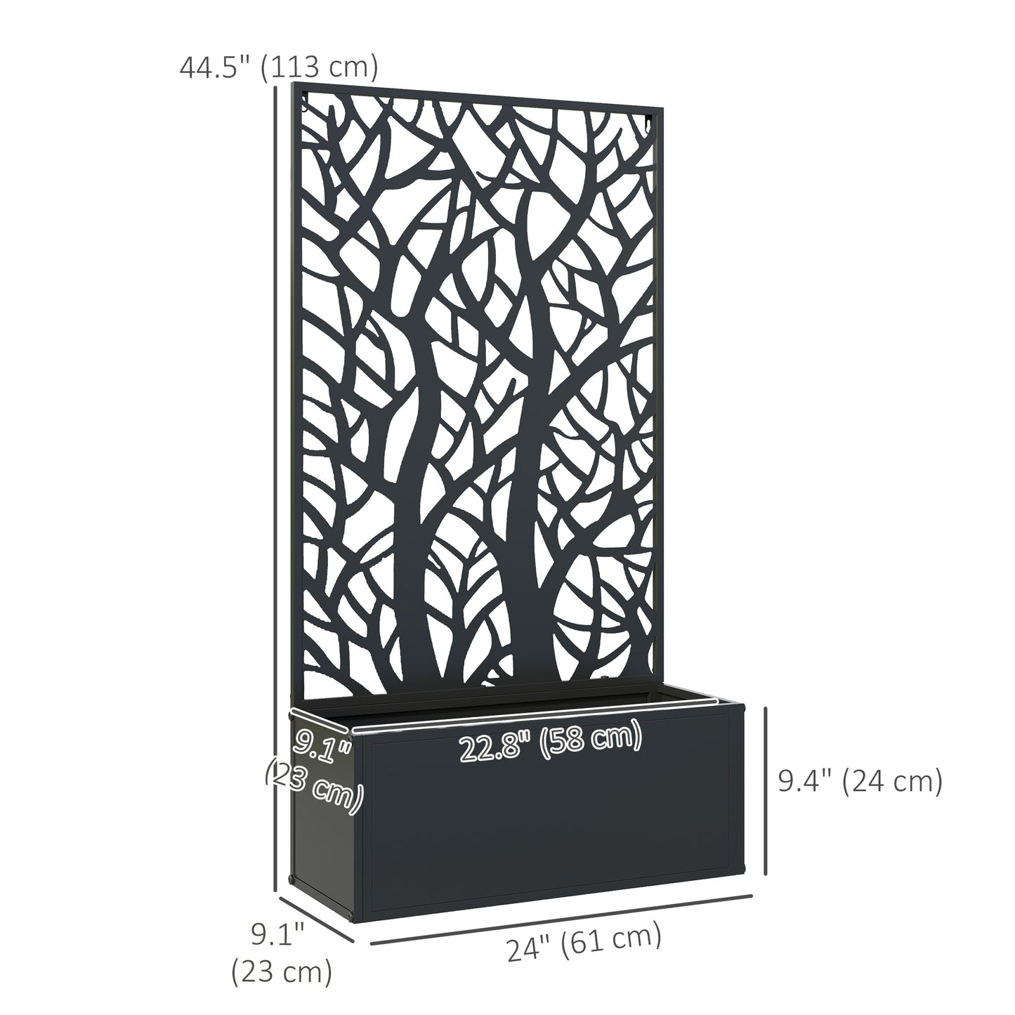 Metal Raised Garden Bed with Privacy Panel, Freestanding or Wall Mounted Outdoor Planter Box for Garden, Patio