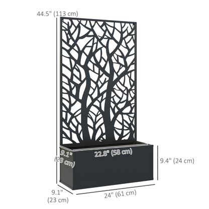 Metal Raised Garden Bed with Privacy Panel, Freestanding or Wall Mounted Outdoor Planter Box for Garden, Patio