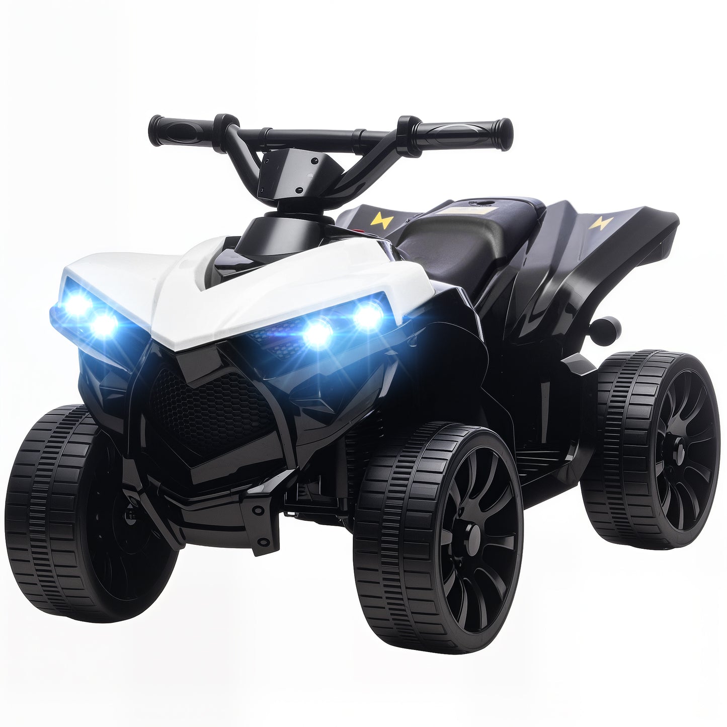 Qaba 6V Kids ATV, 4 Wheeler Electric Ride on Car with Music and LED Headlights, for Ages 37-72 Months Boys and Girls, Wh