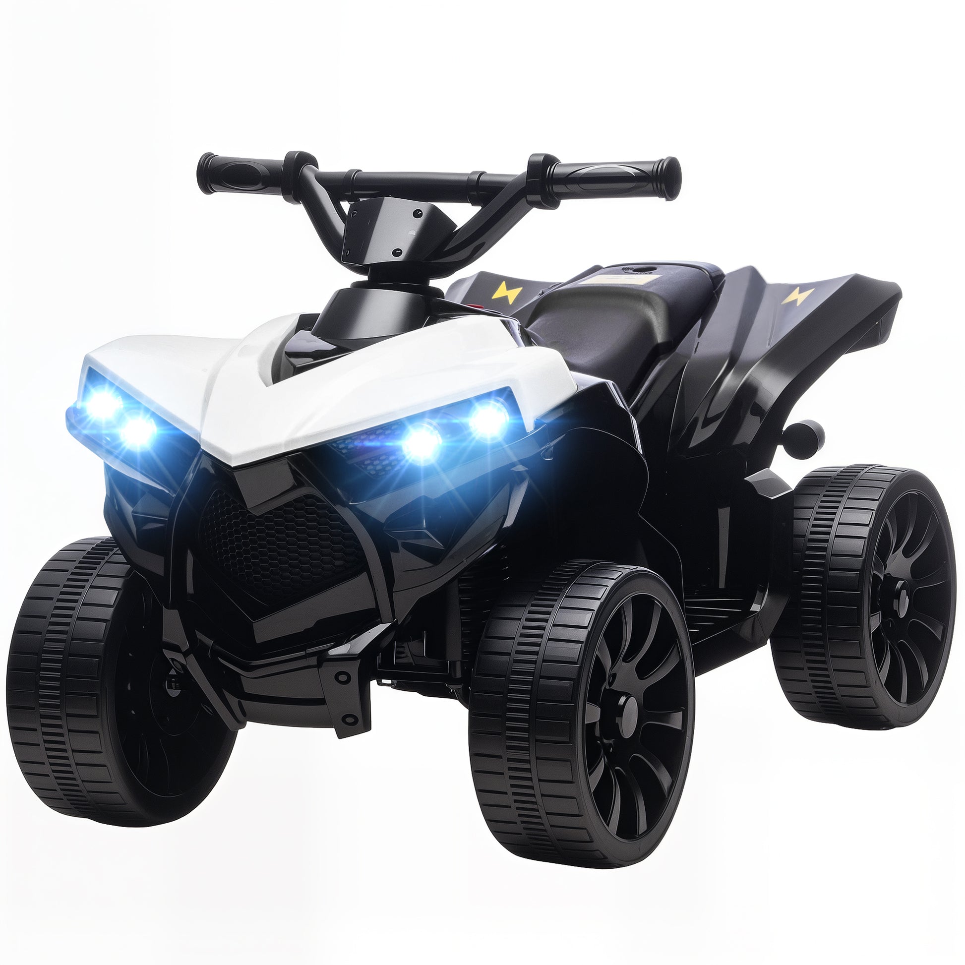 Qaba 6V Kids ATV, 4 Wheeler Electric Ride on Car with Music and LED Headlights, for Ages 37-72 Months Boys and Girls, Wh
