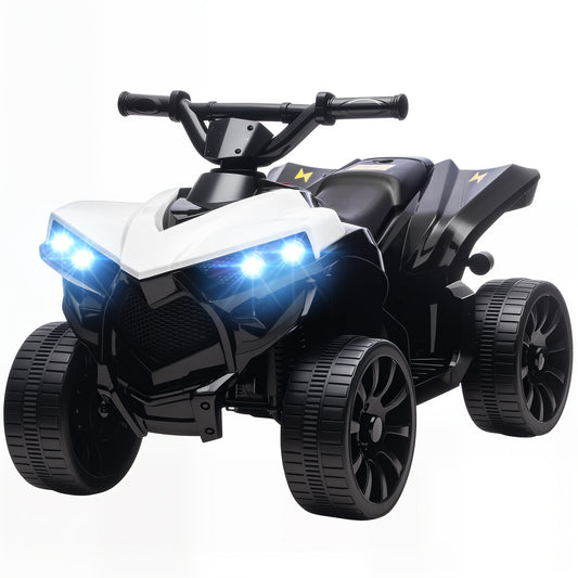 Qaba 6V Kids ATV, 4 Wheeler Electric Ride on Car with Music and LED Headlights, for Ages 37-72 Months Boys and Girls, Wh
