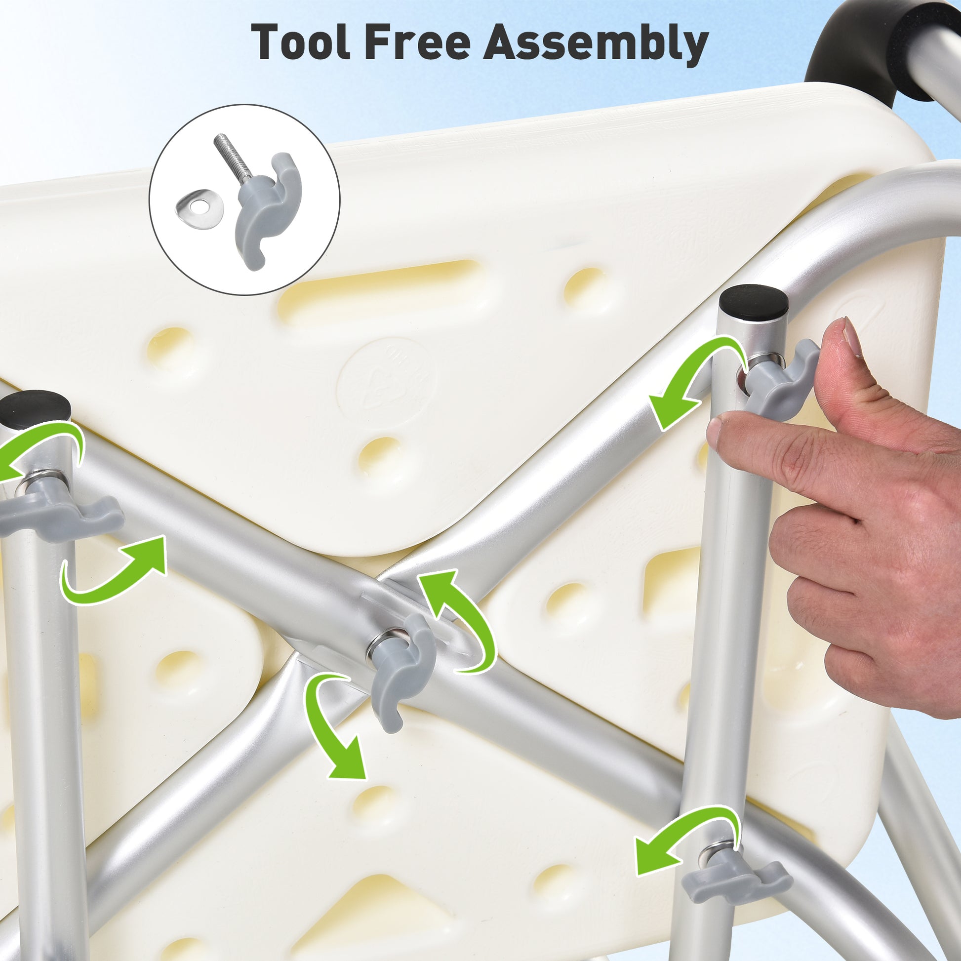 Adjustable Medical Shower Chair with Back, Bathtub Bench Bath Seat with Padded Arms, Non Slip Tub Safety for Disabled, S