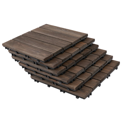 27 Pcs Wood Interlocking Deck Tiles, 12 x 12in Outdoor Flooring Tiles for Indoor and Outdoor Use, Tools Free Assembly, B
