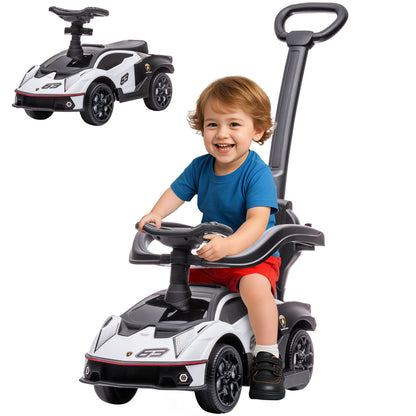 VarietyKart 3 in 1 Ride on Push Car for Toddlers, Licensed Kids Sliding Car with Safety Protection Footrest Horn, White