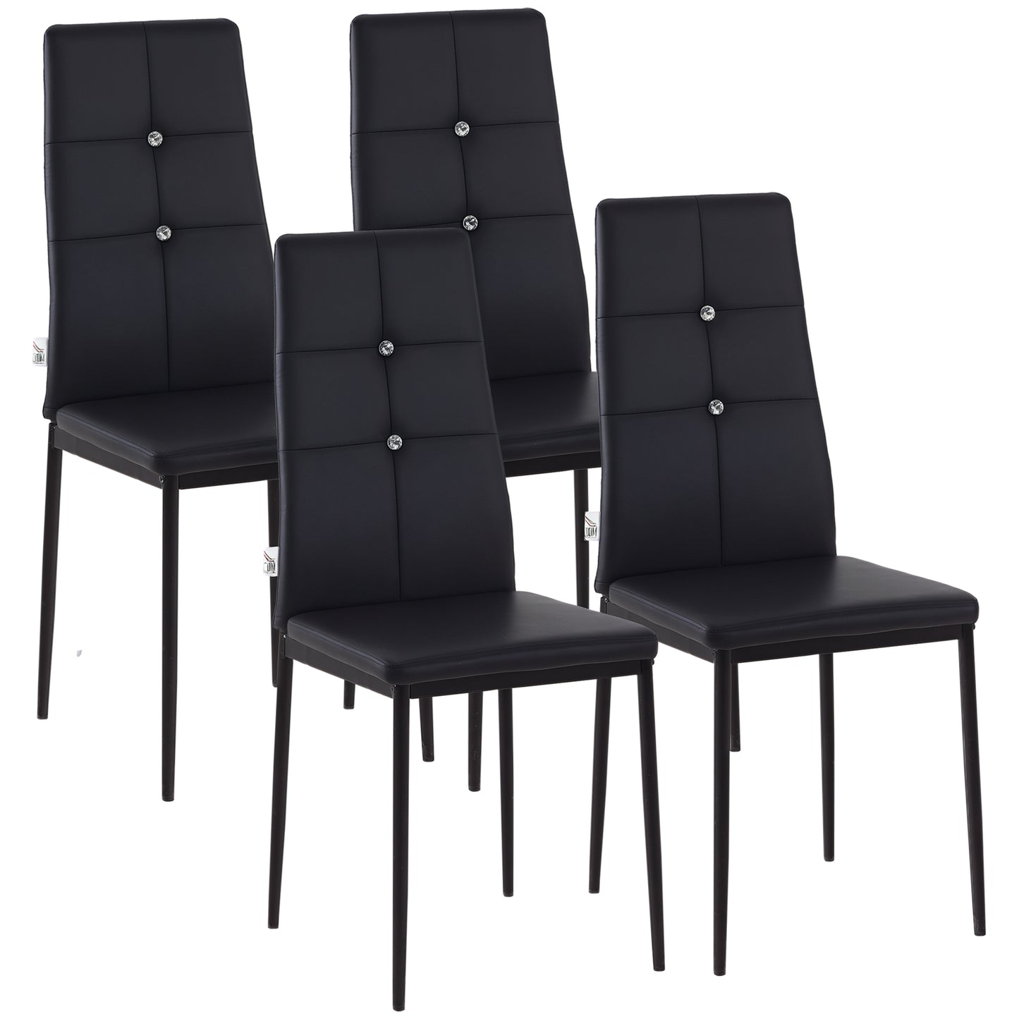 Set of 4 Modern Style Dining Chairs, Button Tufted High Back Side Chairs with Upholstered Seat, Steel Legs for Living Ro