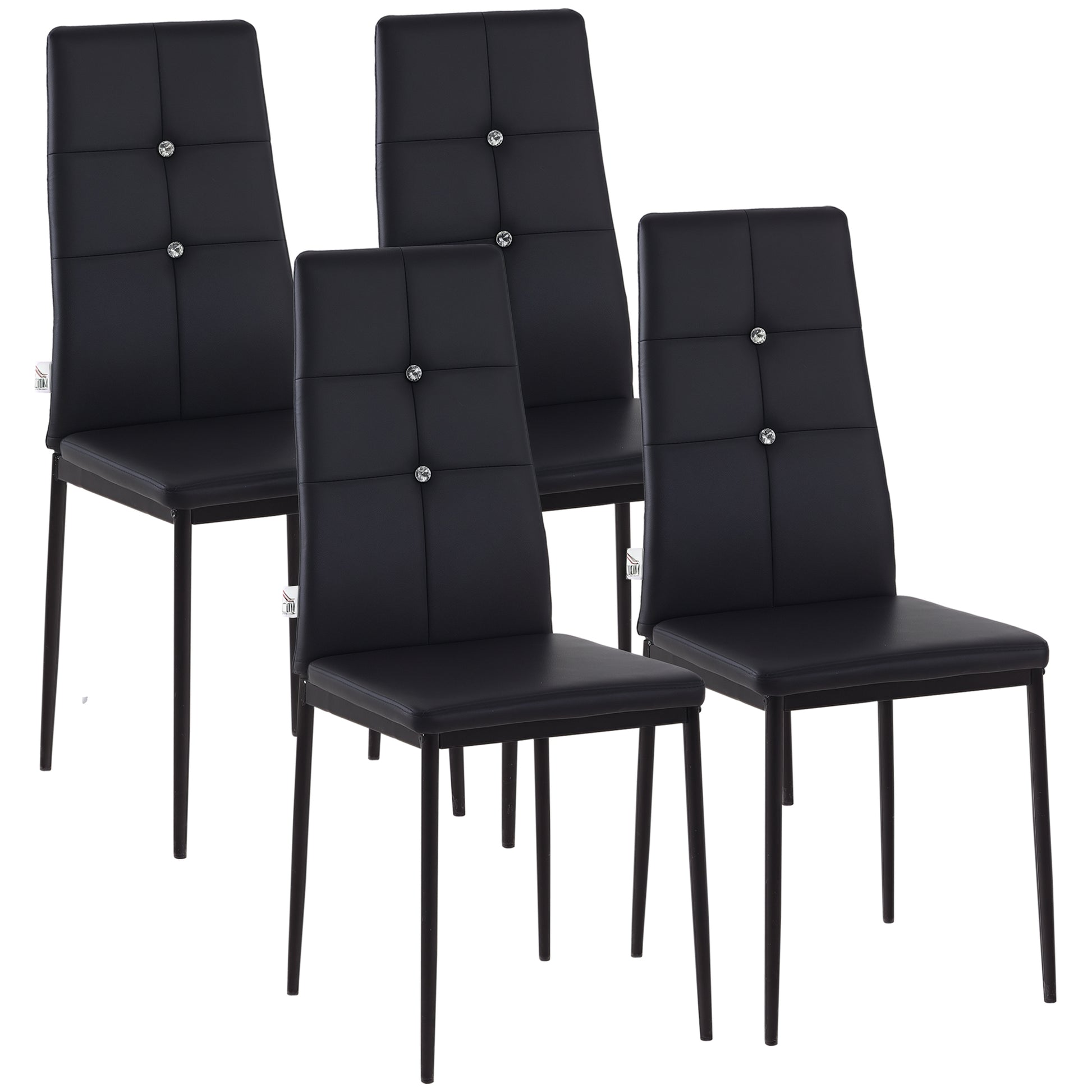 Set of 4 Modern Style Dining Chairs, Button Tufted High Back Side Chairs with Upholstered Seat, Steel Legs for Living Ro