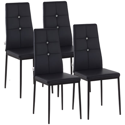 Set of 4 Modern Style Dining Chairs, Button Tufted High Back Side Chairs with Upholstered Seat, Steel Legs for Living Ro
