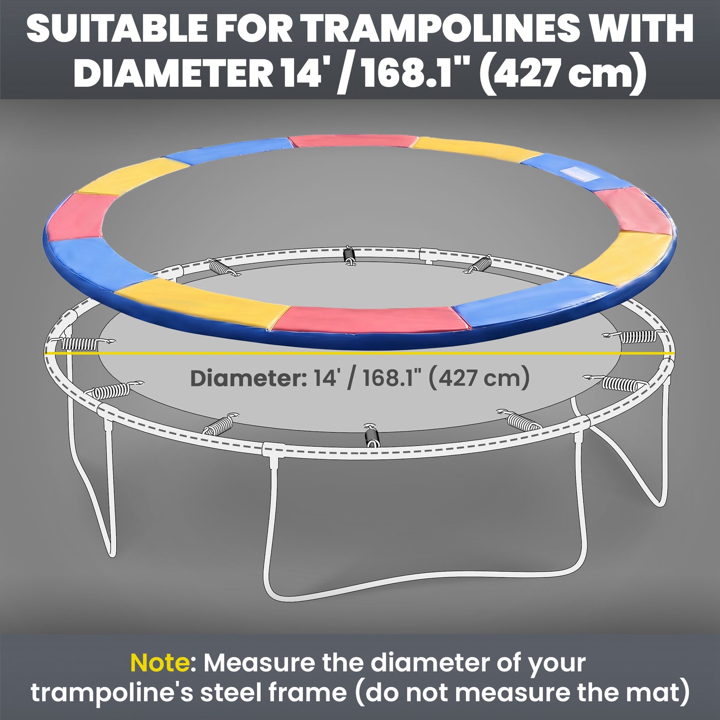 Soozier Trampoline Pad, 14FT Replacement Trampoline Safety Pad Mat Spring Cover, Water-Resistant, UV-Resistant, Tear-Res
