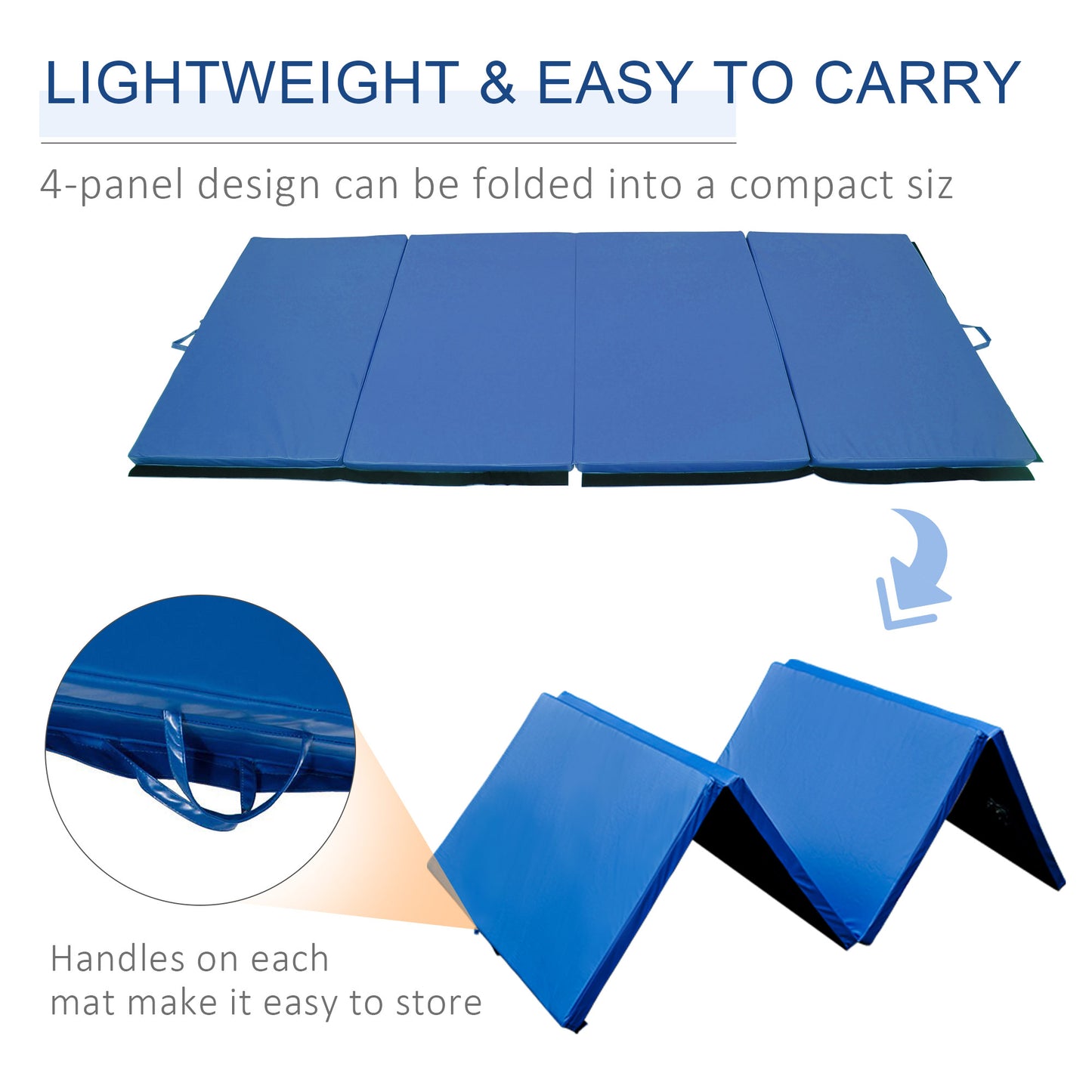 Soozier 4'x8'x2" Folding Gymnastics Tumbling Mat, Exercise Mat with Carrying Handles for Yoga, MMA, Martial Arts, Stretc