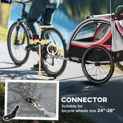VarietyKart 3-in-1 Bike Trailer for Kids, Running Stroller with 2 Seats, Jogging Cart with 5-Point Harness, Storage Unit
