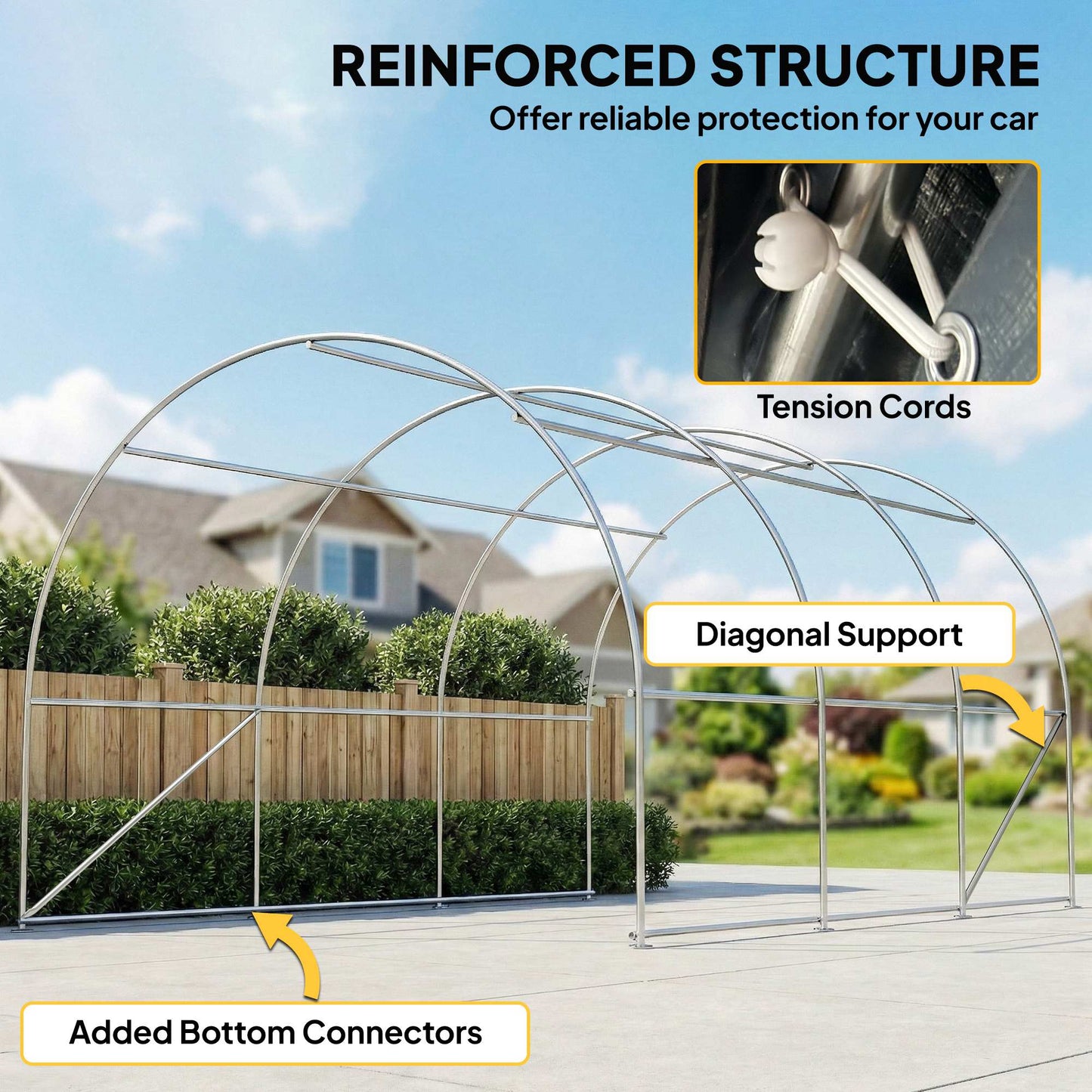 10' x 16' Heavy Duty Portable Carport Tent with Zippered Door, PE Cover for Car, Boat, Motorcycle, Bike, White