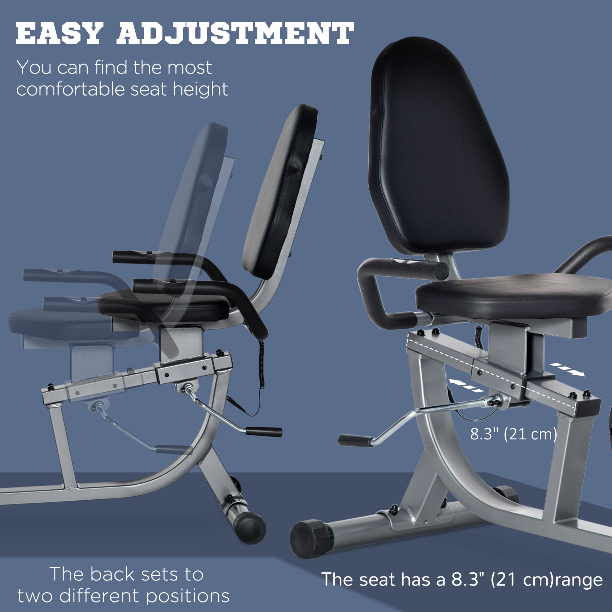 Soozier Exercise Bike, Stationary Bike with 8-Level Magnetic Resistance, LCD Display, Adjustable Seat and Backrest for H