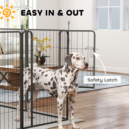 Large Dog Playpen Indoor Outdoor Foldable Pet Pen with Lockable Door and Ground Stakes for Large Dogs, Black