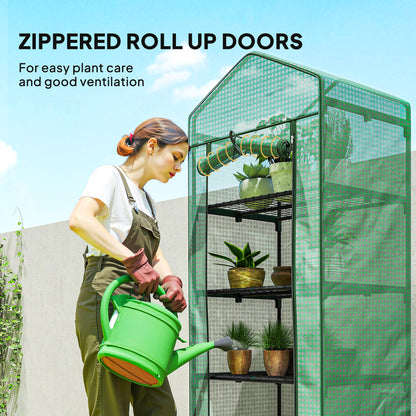 5 Tier Mini Greenhouse, Portable Outdoor Flower Stand with Shelf Clips, Indoor Greenhouse with Steel Frame, Transparent,