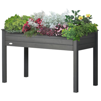 48" x 22" x 30" Wooden Patio Raised Garden Bed Planter, Elevated Planter Box with Legs, Outdoor Flower Stand with Inner 