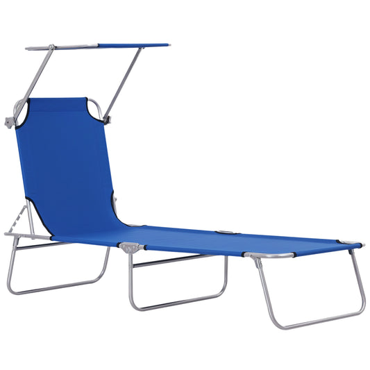 Outdoor Lounge Chair, Adjustable Folding Chaise Lounge,  Tanning Chair with Sun Shade for Beach, Camping, Hiking, Backya
