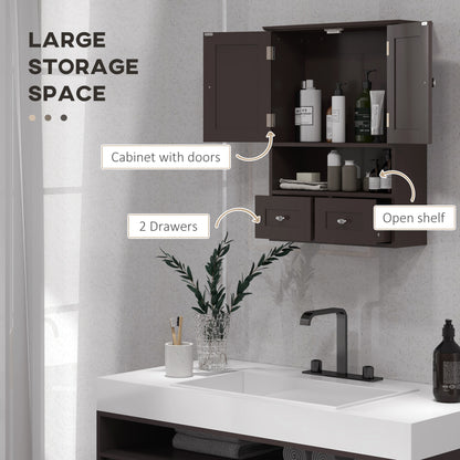 Medicine Cabinet, Bathroom Wall Cabinet with Shelf and Drawers for Hallway, Living Room, Brown