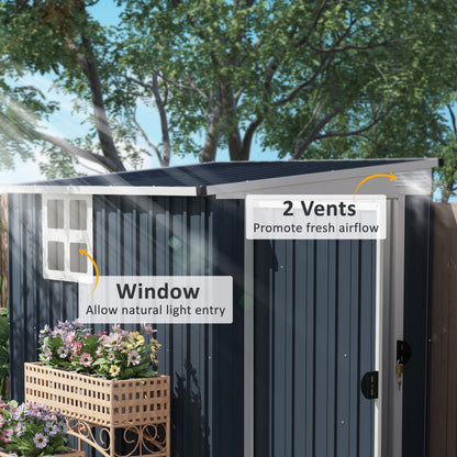 4' x 6' Outdoor Storage Shed, Metal Garden Shed with Window, 2 Vents and Lockable Door for Backyard, Garden, Patio