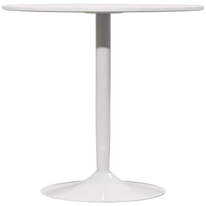 Modern Kitchen Table for 2 People, Round Dining Table with Steel Base for Living Room, Dining Room, White
