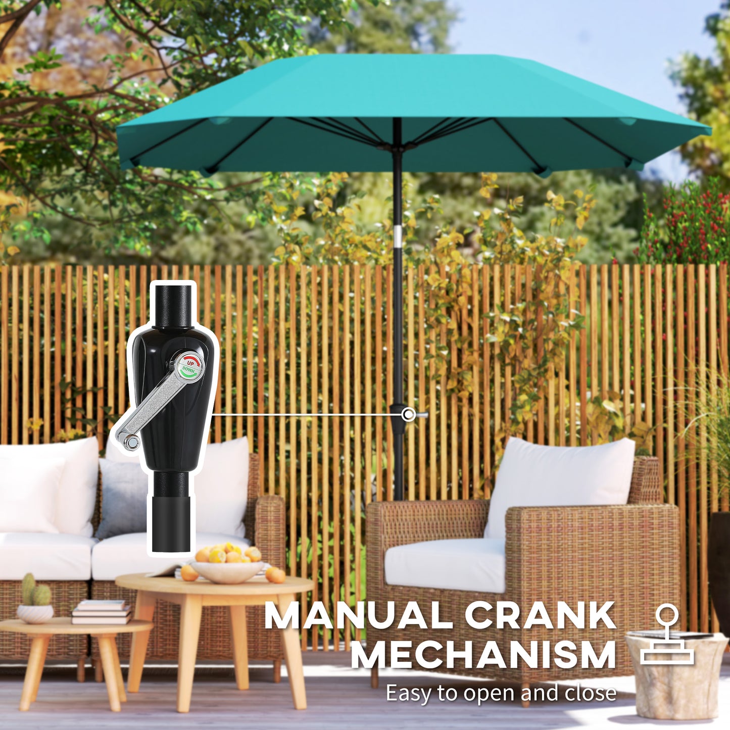7.6FT Aluminum Patio Umbrella Parasol 8 Ribs Outdoor Market Umbrella with Crank, Push Button Tilt for Deck, Backyard and