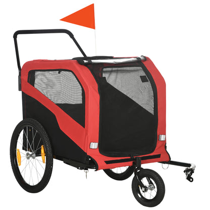 VarietyKart 2-in-1 Dog Bike Trailer for Large Dogs, Red