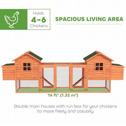123" Extra Large Chicken Coop Wooden Poultry House Rabbit Hutch Hen Backyard with Outdoor Run Ramps and Nesting Boxes, O