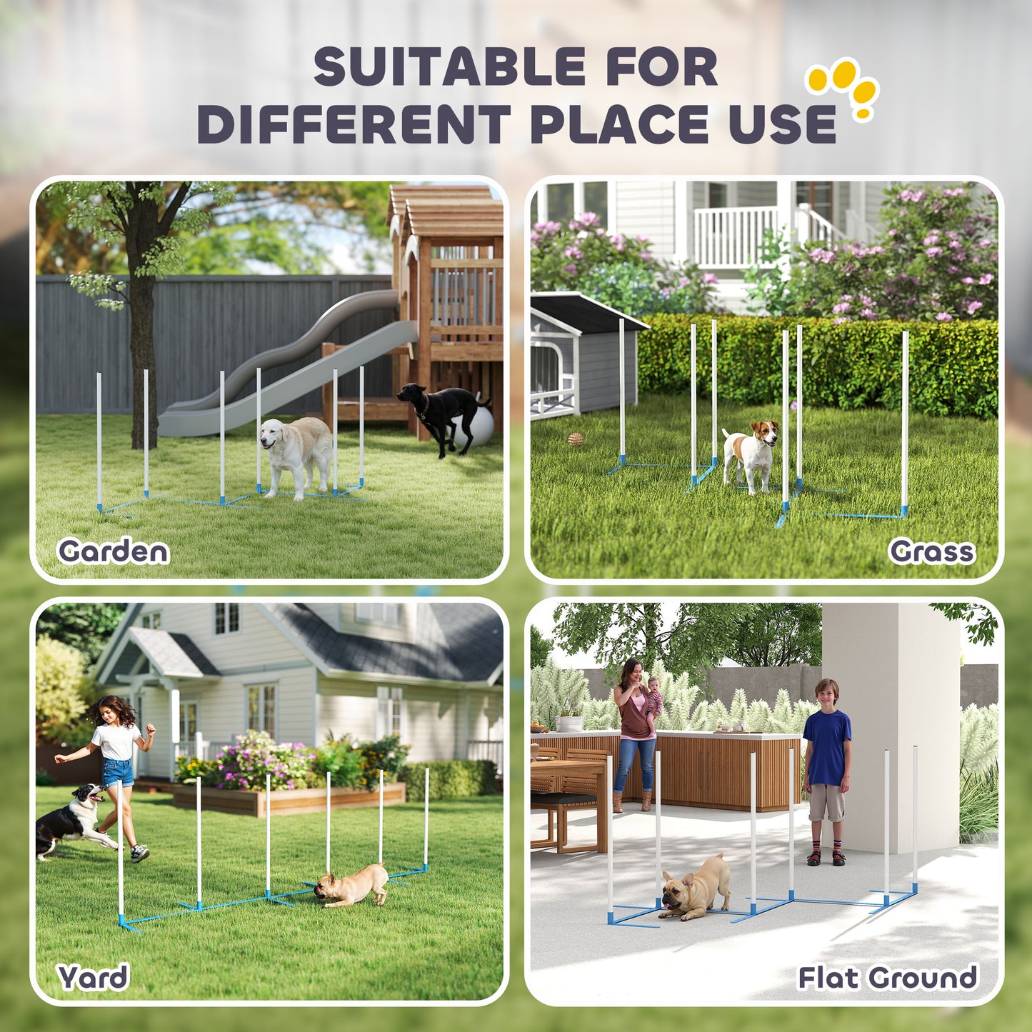 Adjustable Dog Agility Training Obstacle Set with Weaves Poles and Storage Bag for Pet Dogs Outdoor Games Exercise Blue 