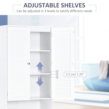 Tall Bathroom Storage Cabinet, Slim Bathroom Cabinet with 4 Shutter Doors and Adjustable Shelves, Toilet Vanity Cabinet,