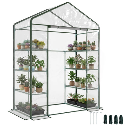 56" x 29" x 77" Portable Walk-in Greenhouse Garden Flower Plant Growing Warm House w/ 4 Tier Shelves and Roll Up Zippere
