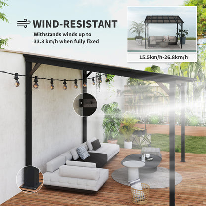 10' x 10' Hardtop Gazebo Wall-Mounted / Free Standing Outdoor Pergola with UPF 50+ & Waterproof Polycarbonate Roof