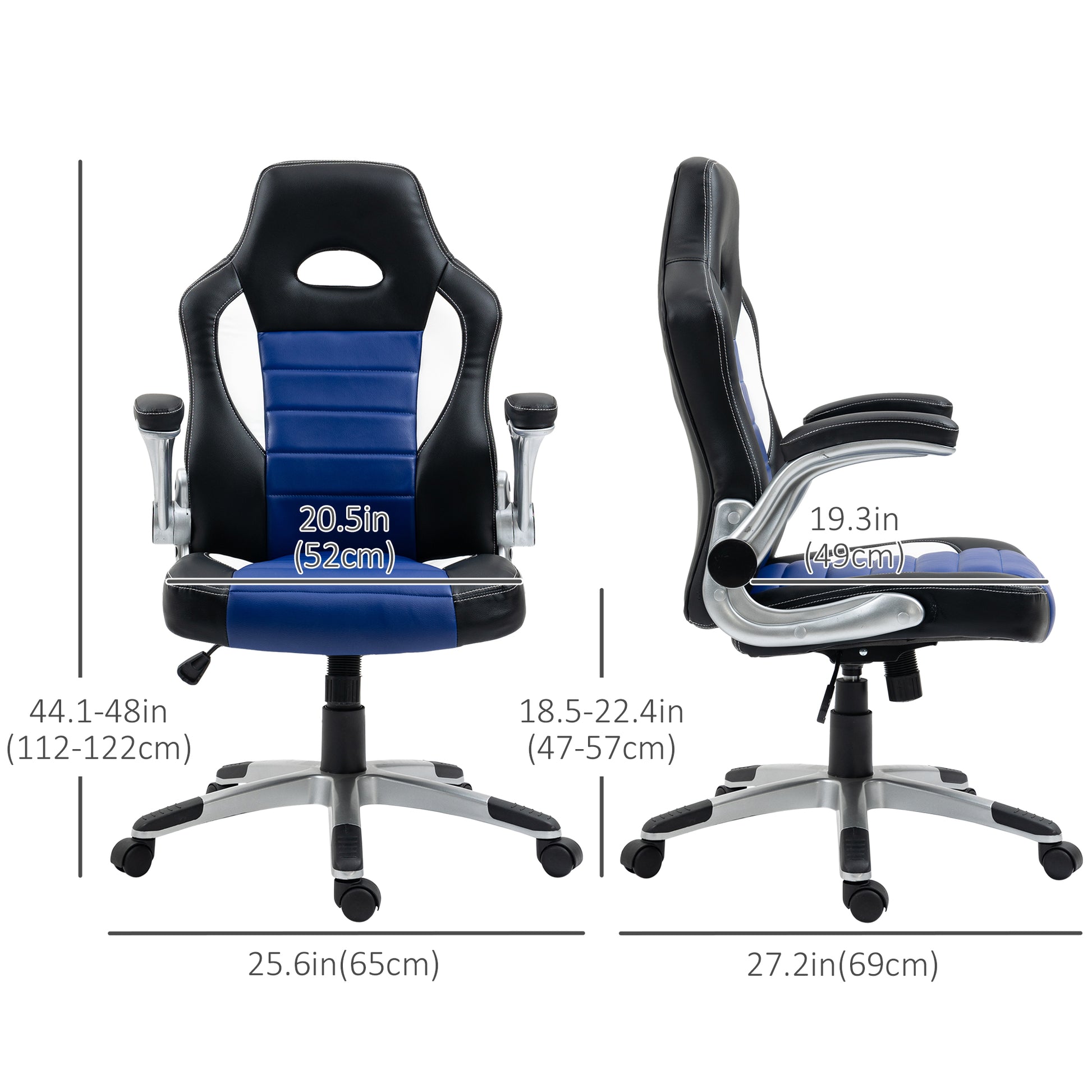 Racing Gaming Chair PU Leather Office Chair Executive Computer Desk Chair with Adjustable Height, Flip Up Armrest, Swive