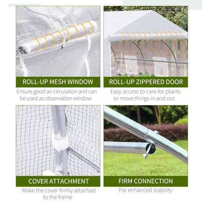 11.5'x9.8'x6.6' Portable Walk-In Tunnel Greenhouse Garden Warm House - White