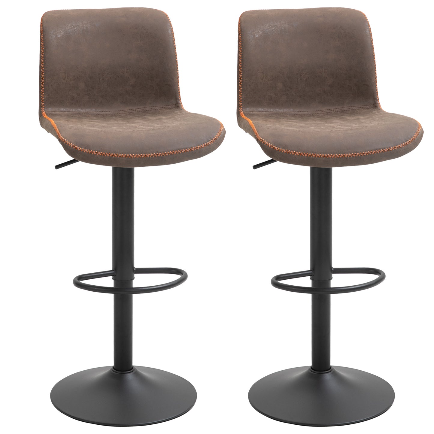 Bar Stools Set of 2, Swivel Counter Height Bar Stools with Adjustable Height and Footrest, PU Leather Upholstered Kitche