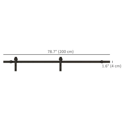 6.6FT CARBON STEEL Sliding Wood Barn Door Hardware Track Set Door System Carbon Steel J Shape Roller