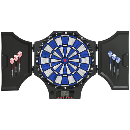 Soozier Electronic Dartboard Set with 31 Games and 285 Programs for 8 Players, Soft Tip Dart Board Set with Cabinet, 6 D