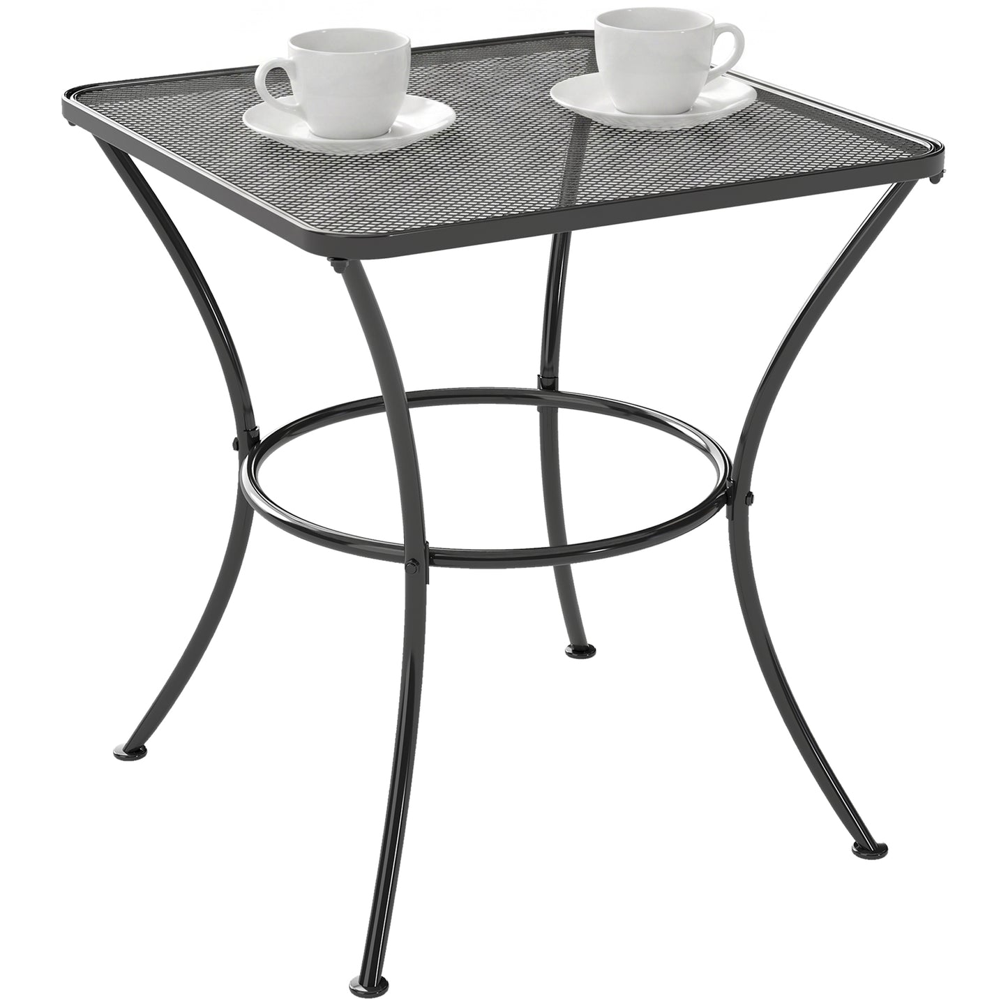 Square Outdoor Side Table, Metal Outdoor Patio Table, Garden Coffee Side Bistro Tables with Mesh Grid Top for Balcony, P