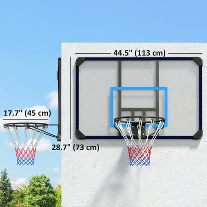 Soozier Wall Mounted Basketball Hoop, Mini Hoop with 45" x 29" Shatter Proof Backboard, Durable Rim and All-Weather Net 