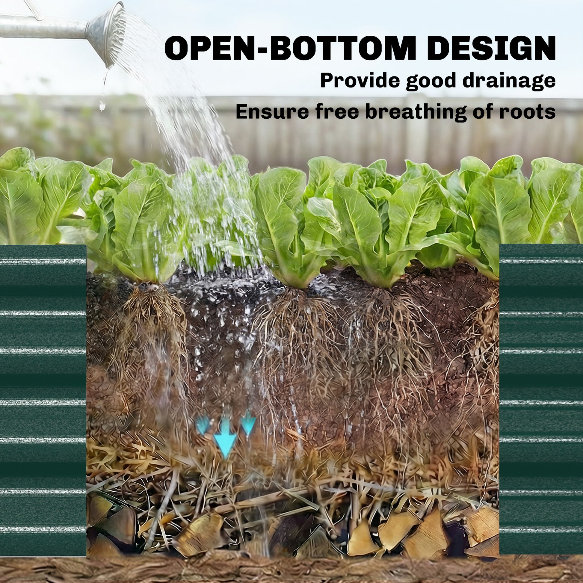 8 x 4 x 1ft Galvanized Raised Garden Bed, Reinforced Outdoor Planter Box with Open Bottom, Green