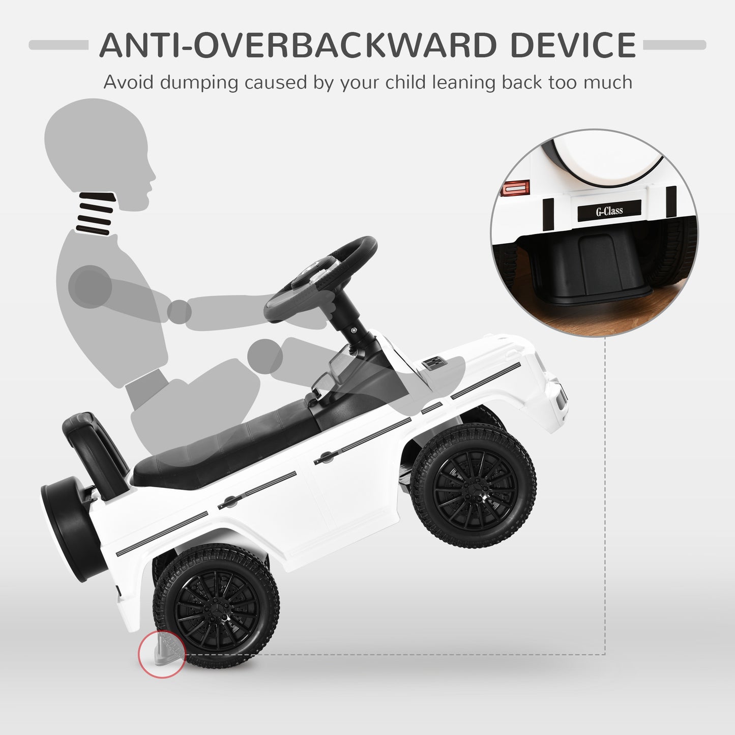 VarietyKart Compatible Baby Toddler Push Car Foot-to-Floor Ride-On Wheel Mercedes-Benz G350 Licensed White
