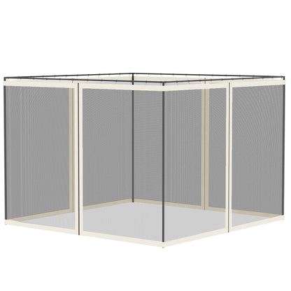 Replacement Mosquito Netting for Gazebo 10' x 10' Black Screen Walls for Canopy with Zippers, White