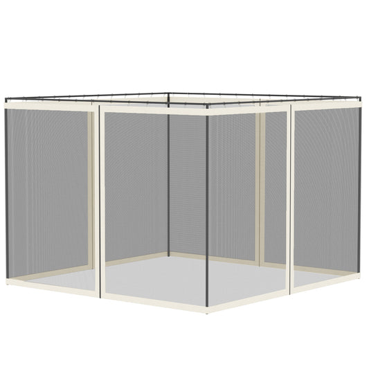 Replacement Mosquito Netting for Gazebo 10' x 10' Black Screen Walls for Canopy with Zippers, White