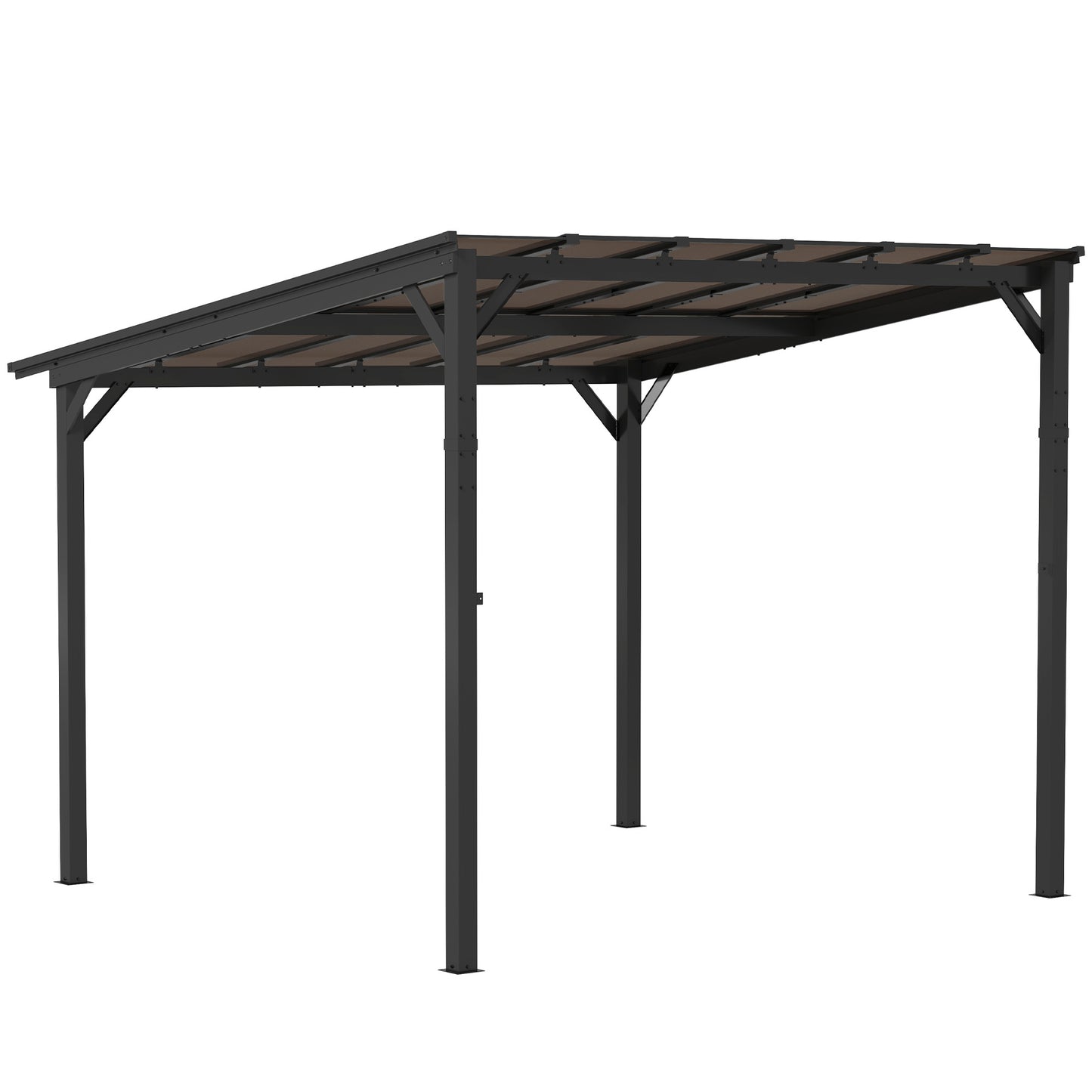 10' x 10' Hardtop Gazebo Wall-Mounted / Free Standing Outdoor Pergola with UPF 50+ & Waterproof Polycarbonate Roof