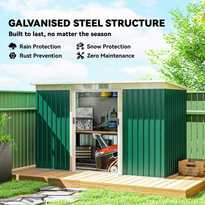 9' x 4' Garden Tool Shed Metal Storage Shed Outdoor Equipment Tool Box with Foundation Kit, Ventilation & Doors, Dark Gr