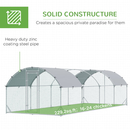 Galvanized Large Metal Chicken Coop Cage Walk-in Enclosure Poultry Hen Run House Playpen Rabbit Hutch with Cover for Out
